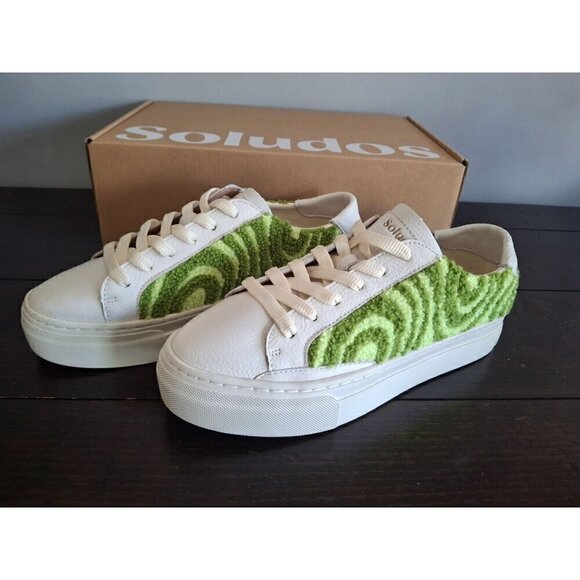 Soludos Psychedelic Spiral Ibiza Platform Sneaker in Forest Green/NIB, Sz. 6.5 - Picture 2 of 11